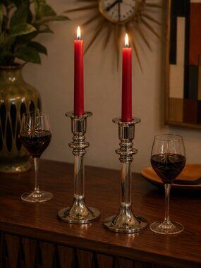 MCM - Karl Springer Style Chrome and Lucite  Candlesticks